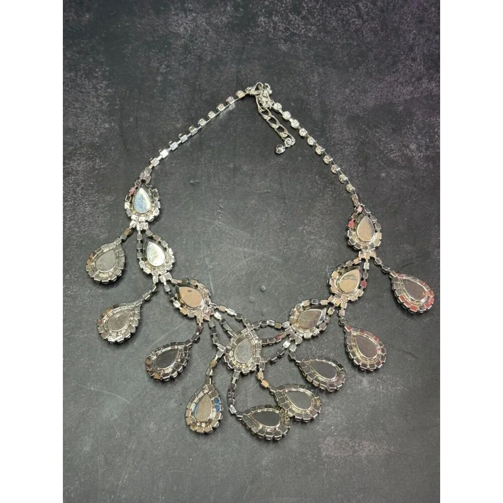 Southwestern Blue Turquoise Jeweled Bib Necklace and Matching Earrings - Picture 7 of 8